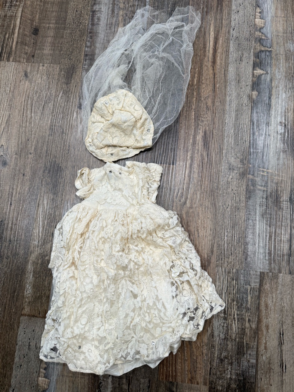 Vintage Doll dress made from wedding dress-1950s